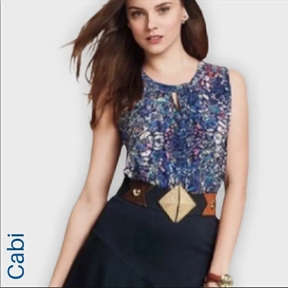 Cabi | Stained Glass Keyhole Blouse Tank 3093 | S